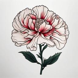 Japanese Carnation Tattoo - Japanese carnation flower tattoo.  simple color tattoo,white background,minimal