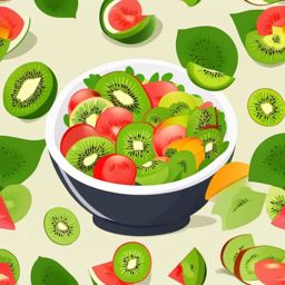 Kiwi Salad Bowl Clipart - Bowl filled with kiwi fruit salad.  color vector clipart, minimal style