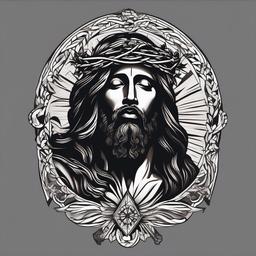 Black Jesus Tattoos-Bold and dynamic tattoos featuring depictions of Jesus in black ink, capturing themes of faith and spirituality.  simple color vector tattoo