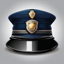 Policeman's hat with a badge clipart.  vector style illustration, white background