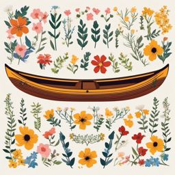 Wildflower Canoe clipart - A canoe adorned with wildflowers., ,vector color clipart,minimal