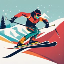 Freestyle Skiing Clipart - Freestyle skiers executing stylish tricks.  color vector clipart, minimal style