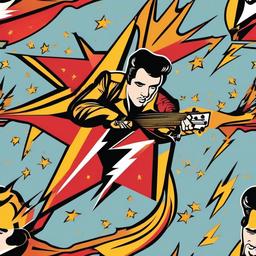 Elvis Lightning Bolt Tattoo - Pay homage to the King of Rock 'n' Roll with his iconic lightning bolt.  minimalist color tattoo, vector