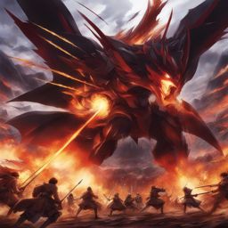 maou gakuin no futekigousha - displays immense power in a fiery battlefield. 