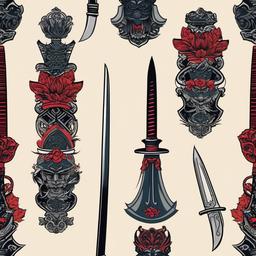 tattoo samurai sword  simple vector color tattoo