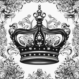 crown tattoo black and white design 