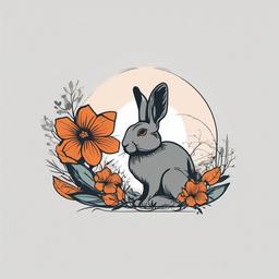 rabbit memorial tattoo  minimalist color tattoo, vector