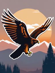 Hawk Sticker - A majestic hawk soaring in the sky, ,vector color sticker art,minimal