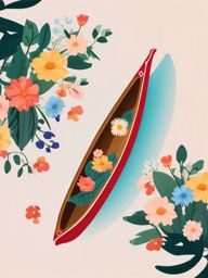 Floral Canoe clipart - A canoe adorned with colorful flowers., ,vector color clipart,minimal