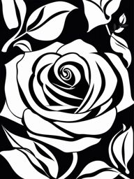 Black and white clipart rose, An elegant rose in classic black and white.  simple, 2d flat