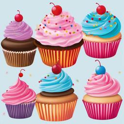 Cupcake clipart - cupcake with colorful frosting and sprinkles  