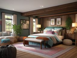 Cozy Cottage Bedroom - Bring the cozy charm of a cottage into your bedroom. , bedroom interior decor design ideas, multicoloured, photo realistic, hyper detail, high resolution,