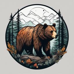 forest bear tattoo  simple vector color tattoo