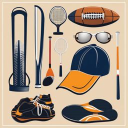 sports clipart - assorted sports equipment, laid out on a sunlit field, ready for a day of competition 