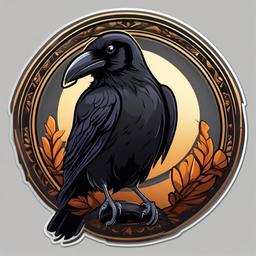 Raven cartoon - mysterious, black bird  cartoon sticker style