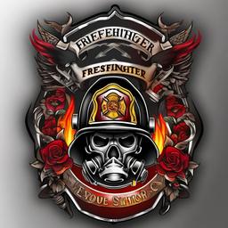 firefighter tribute tattoo  simple color tattoo,white background