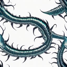 Centipede tattoo: A symbol of resilience, agility, and adaptability in intricate ink.  color tattoo style, white background