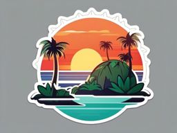 Tropical Palm Sticker - Island getaway, ,vector color sticker art,minimal