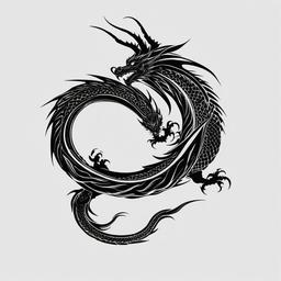 Tattoo Black Dragon - Dragon tattoos primarily using black ink for a bold and classic appearance.  simple color tattoo,minimalist,white background