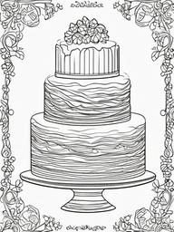 Cake Coloring Pages - Fancy chocolate truffle cake  simple coloring pages