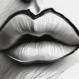 drawing of parted lips  minimal rough sketch scribbles,doodles,black and white