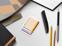 Pencil and Sketchbook Sticker - Pencil next to an artist's sketchbook, ,vector color sticker art,minimal