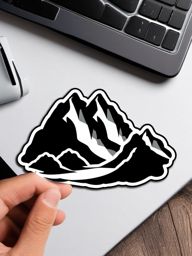 Mountain Silhouette Sticker - Rugged mountain silhouette, ,vector color sticker art,minimal