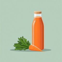 Carrot Juice Bottle Clipart - A bottle of fresh carrot juice with carrots.  color vector clipart, minimal style