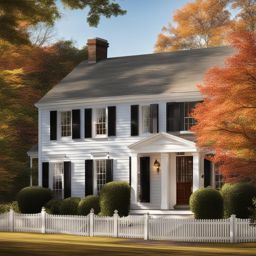 american colonial homes, with white picket fences, evoke nostalgia in new england, usa. 