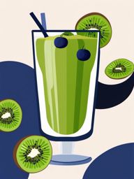 Kiwi and Blueberry Smoothie Clipart - A smoothie with kiwi and blueberries.  color vector clipart, minimal style