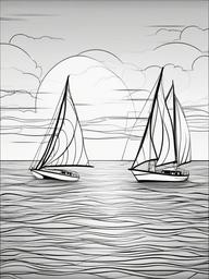 Sailboats on a calm sea  simple coloring pages