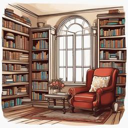 Book clipart - book with a cozy reading nook  