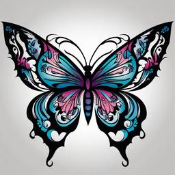 goth butterfly tattoo  simple vector color tattoo