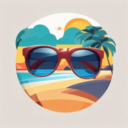 Sun Glasses Clipart,Illustrating a summer vacation brochure  simple, 2d flat