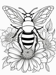 Bumble Bee Coloring Pages - Bumble Bee on a flower  simple coloring pages