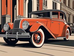 Classic Car Clipart - Iconic vintage car parked on a nostalgic street.  color clipart, minimalist, vector art, 