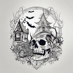 Halloween Tattoo Designs - Various designs for tattoos with a Halloween theme.  simple color tattoo,minimalist,white background