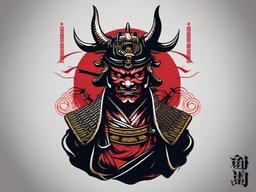 Samurai Demon Tattoo-Creative and cultural tattoo featuring a samurai demon, showcasing traditional and fierce Japanese aesthetics.  simple color vector tattoo