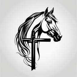 horse and cross tattoo  simple tattoo,minimalist,white background