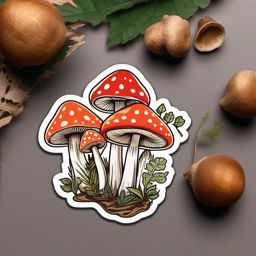 Mushroom Trio Sticker - Woodland wonders, ,vector color sticker art,minimal