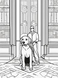 Service Dog Coloring Pages - Brave Dog Assisting Its Owner  minimal black outline printable sheet, coloring page