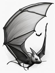 drawing of a fishing bat  minimal rough sketch scribbles,doodles,black and white