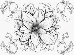 Floral Tattoo Outline - Outline or minimalist design of a floral-themed tattoo.  simple color tattoo,minimalist,white background