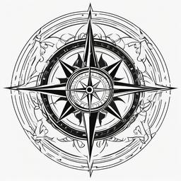 Compass Tattoo Rose - Compass tattoo with rose elements.  simple vector tattoo,minimalist,white background