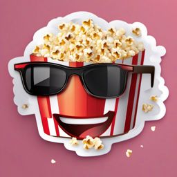 Popcorn and 3D Glasses Emoji Sticker - Cinematic 3D delight, , sticker vector art, minimalist design