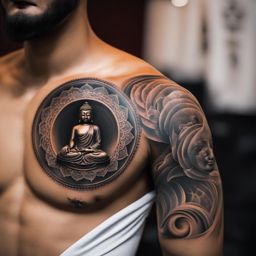 buddha tattoo, representing spirituality and enlightenment with the image of buddha. 