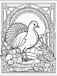 Turkey and Hedgehog Coloring Pages - Unlikely Friends in a Festive Setting  minimal black outline printable sheet, coloring page