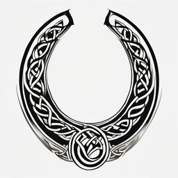 celtic horseshoe tattoo  simple color tattoo,minimal,white background