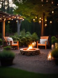 Woodland Backyard Retreat - Woodland backyard retreat with a wood-burning fire pit and forest-like landscaping. realistic, professional photography, bokeh, natural lighting, canon lens, shot on dslr 64 megapixels sharp focus