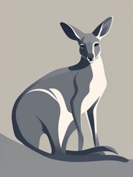 Gray Kangaroo Clip Art - A gray kangaroo resting in the shade,  color vector clipart, minimal style